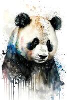 Illustration Panda im Aquarell. Tier auf ein Weiß Hintergrund, generativ ai foto