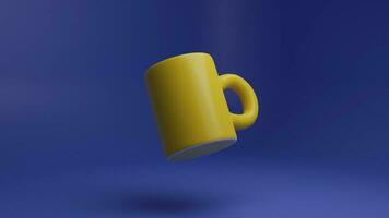 Kaffee Tasse schwebend im Studio Hintergrund. minimal Konzept Idee kreativ. Farbe. 3d Wiedergabe. 3d Illustration foto