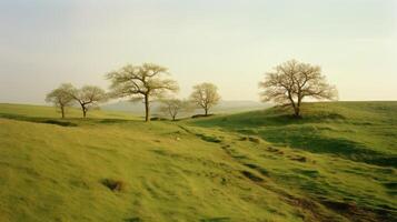 Landschaft von Wiese. Natur Fotografie. ai generiert foto