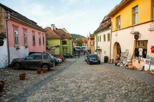 ein schön mittelalterlich Zitadelle Stadt von sighisoara im das Herz von Rumänien, Siebenbürgen Reise Ziel im östlichen Europa. foto