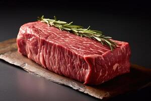 Lager Foto von wagyu Rindfleisch Mittel Steak braten Essen Fotografie generativ ai