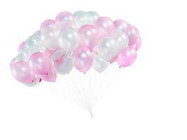 Bündel von hell Rosa und Weiß Luftballons isoliert auf Weiß Hintergrund. foto