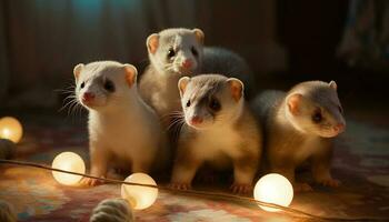 flauschige Kätzchen und Hündchen Sitzung im Natur generiert durch ai foto