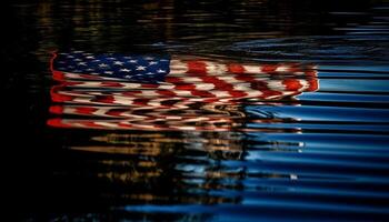 amerikanisch Flagge Wellen im wellig Wasser Schönheit generiert durch ai foto