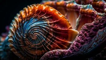Spiral- Muschel, lila Schnecke, unter Wasser Schönheit generiert durch ai foto