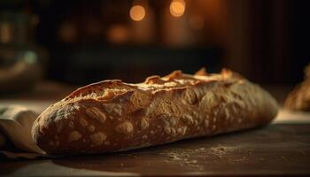 frisch gebacken Brot auf rustikal hölzern Tabelle generiert durch ai foto