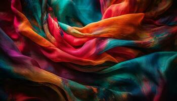 beschwingt Farben fließen im abstrakt Welle Muster generiert durch ai foto