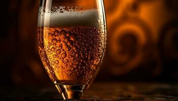schaumig Bier gießt in Glas beim Brauerei generiert durch ai foto