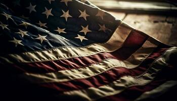 amerikanisch Flagge winken im patriotisch Feier generiert durch ai foto