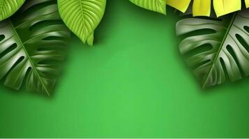 tropisch Blatt realistisch Ende von Jahreszeit Sommer- Verkauf Banner 3d ai generiert foto