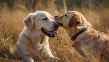 golden Retriever Haustiere im das Lager generativ ai foto