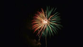vierte von Juli Feier beschwingt Farben, explodiert Feuerwerk, glühend Freude generativ ai foto