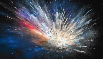 glühend Star Feld leuchtet explodiert Supernova im das milchig Weg generiert durch ai foto