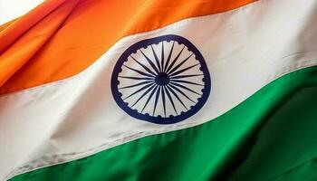 indisch Flagge winken mit Stolz, Symbol von Patriotismus und Ehre generiert durch ai foto