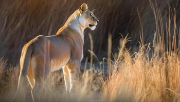 wild undomestiziert Katze im Natur mit andere Tiere um generiert durch ai foto