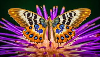 beschwingt Schmetterling im Makro, fragil Schönheit von Natur Muster generiert durch ai foto