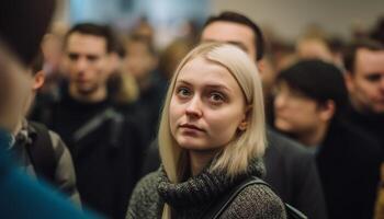 jung Erwachsene studieren im ein Klassenzimmer, Fokussierung auf Bildung generiert durch ai foto