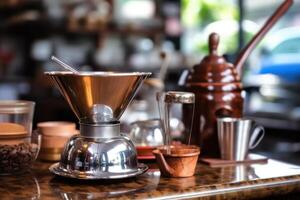 Lager Foto von machen Vietnam tropfen Kaffee Hersteller im das Küche Essen Fotografie generativ ai