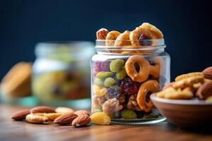 Lager Foto von mischen gesund Snack redaktionell Essen Fotografie generativ ai