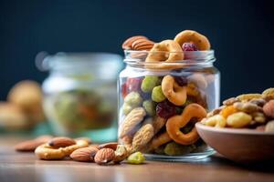 Lager Foto von mischen gesund Snack redaktionell Essen Fotografie generativ ai