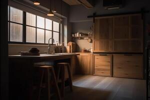 Lager Foto von ein japanisch natürlich und simpel Küche Fotografie generativ ai