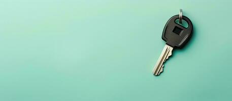 ein Auto Schlüssel auf ein Grün Hintergrund erstellt mit generativ ai Technologie foto