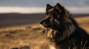 finnisch Lapphunds heiter Blick auf das Arktis Tundra foto