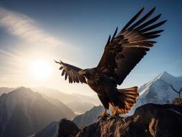 golden Adler Aufstieg Majestät im das Berg Himmel foto
