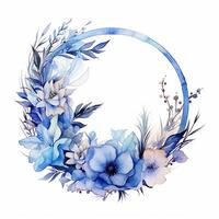 Aquarell Blumen- Blume Design, Aquarell Blume Vereinbarungen Blumen, Aquarell Blume Design, Blume Sublimation Blumen- Clip Art, Hochzeit Dekoration, Boho runden Blumen- rahmen, ai generiert foto