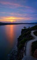 magisch Sonnenuntergang Landschaft mit schön Himmel erstellt mit generativ ai Technologie foto