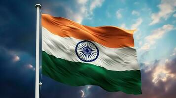 glücklich Unabhängigkeit Tag Indien, indisch Flagge winken, indisch Flagge im kreativ Hintergrund, generativ ai foto