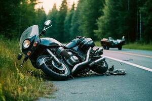 Motorradfahrer habe in ein Unfall generativ ai foto