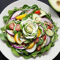 ein gesund Salat im das Platte. ai generativ foto