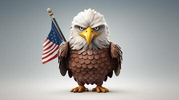 Foto ein Karikatur Adler mit Farbe Flagge Amerika generativ ai