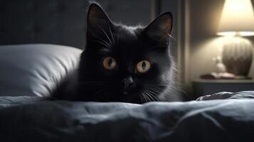 Katze schwarz generativ ai foto