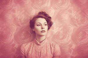 ein Vintage-inspiriert Rosa Hintergrund mit ein Sepia fil ai generiert foto