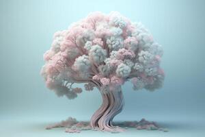 Mensch Gehirn Baum mit Blumen, selbst Pflege und mental Gesundheit Konzept, positiv Denken, kreativ Geist, generativ ai foto