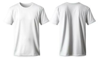Männer Weiß leer t Shirt, Vorlage, von zwei Seiten, isoliert auf Weiß Hintergrund, generieren ai foto