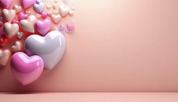 Süss Liebe Herz Ballon, Valentinstag Tag , Mutter Tag oder Liebe Jahrestag Hintergrund , ai generativ foto