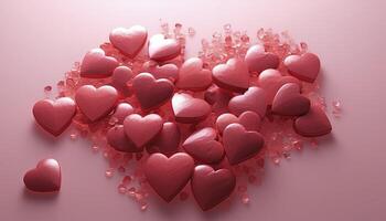 Süss Rosa Herzen gestalten zum Valentinstag Tag , Mutter Tag oder Hochzeit Jahrestag , generativ ai foto
