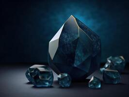 dunkel Blau und Gold, Kristall und Marmor, geometrisch Primitive Muster, abstrakt Hintergrund erstellt mit generativ ai Technologie. foto