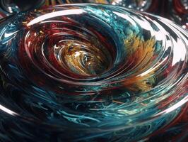 bunt wirbelnd radial Wirbel Hintergrund Flüssigkeit durchscheinend Glas erstellt mit generativ ai Technologie foto