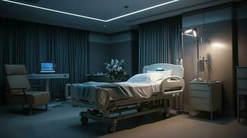 das Krankenhaus Zimmer sieht aus mögen ein leeren Zimmer. . ai generiert foto
