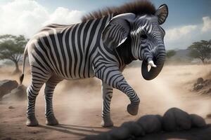 Kreuzung Zebra Elefant. ai generiert foto