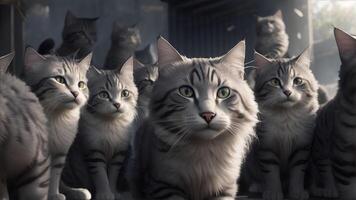 groß Gruppe von Katzen. ai generiert foto