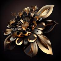 Blume mit ein Gold und schwarz Design. ai generiert. foto