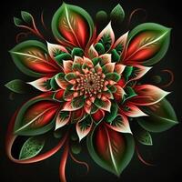 Blume mit ein Grün und rot Design. ai generiert. foto