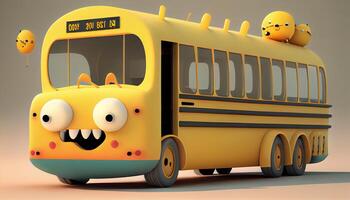 komisch und süß Schule Bus Illustration. ai generiert. foto