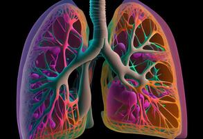 Mensch Lunge Modell- Erkrankung, Lunge Krebs und Lunge Krankheit. ai generiert. foto