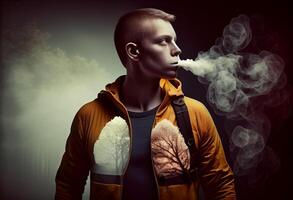 Lunge Krankheit von Rauchen , Luft Verschmutzung. ai generiert. foto